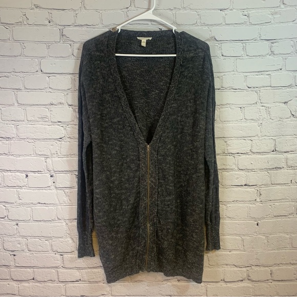 Eileen Fisher Sweaters - Eileen Fisher Grey Deep V Zip Up Sweater